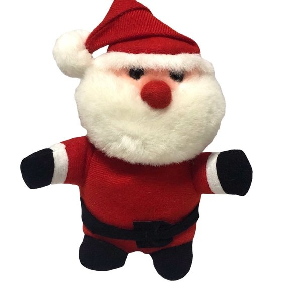Vintage 1990s Santa Plush 7" Red White Black Standing Holiday Decor - Picture 1 of 7